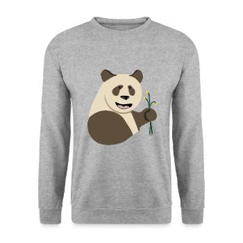 panda marron fleurs jaunes - Sweat-shirt Unisexe - gris chiné - Devant - Alina (178cm) & Michal (187cm)