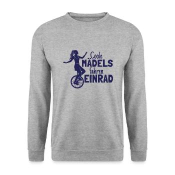 Einradfahrerin Coole Mädels Fahren Einrad - Unisex Pullover - Weißgrau meliert - Vorne - Alina (178cm) & Michal (187cm)