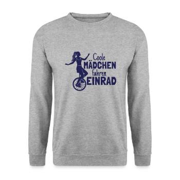 Einradfahrerin Coole Mädchen Fahren Einrad - Unisex Pullover - Weißgrau meliert - Vorne - Alina (178cm) & Michal (187cm)