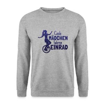 Einradfahrerin Coole Mädchen Fahren Einrad - Unisex Pullover - Weißgrau meliert - Vorne - Alina (178cm) & Michal (187cm)