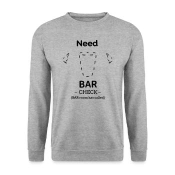Need BAR check - Unisex Sweatshirt - salt & pepper - Front - Alina (178cm) & Michal (187cm)