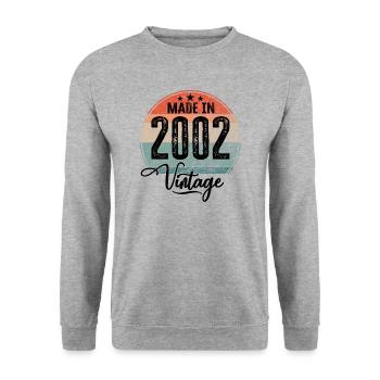 Vintage Made in 2002 Geburtsjahr 2002 Geburtstag - Unisex Pullover - Weißgrau meliert - Vorne - Alina (178cm) & Michal (187cm)