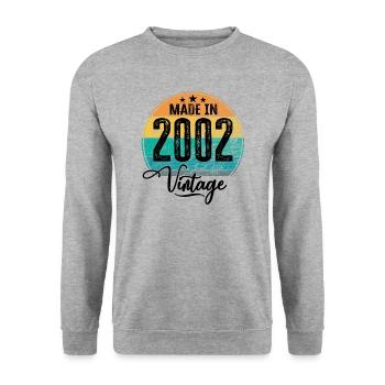 Vintage Made in 2002 Geburtsjahr 2002 Geburtstag - Unisex Pullover - Weißgrau meliert - Vorne - Alina (178cm) & Michal (187cm)