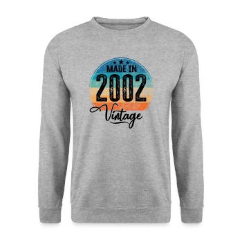 Vintage Made in 2002 Geburtsjahr 2002 Geburtstag - Unisex Pullover - Weißgrau meliert - Vorne - Alina (178cm) & Michal (187cm)