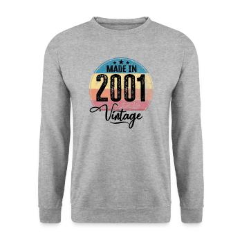 Millésime Fabriqué en 2001 Année de naissance 2001 Anniversaire - Sweat-shirt Unisexe - gris chiné - Devant - Alina (178cm) & Michal (187cm)