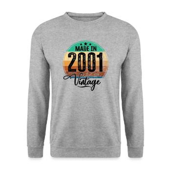 Millésime Fabriqué en 2001 Année de naissance 2001 Anniversaire - Sweat-shirt Unisexe - gris chiné - Devant - Alina (178cm) & Michal (187cm)