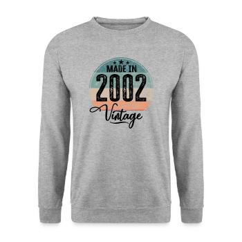 Vintage Made in 2002 Geburtsjahr 2002 Geburtstag - Unisex Pullover - Weißgrau meliert - Vorne - Alina (178cm) & Michal (187cm)
