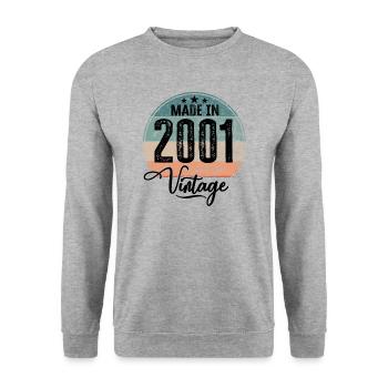 Millésime Fabriqué en 2001 Année de naissance 2001 Anniversaire - Sweat-shirt Unisexe - gris chiné - Devant - Alina (178cm) & Michal (187cm)