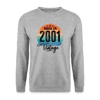 Millésime Fabriqué en 2001 Année de naissance 2001 Anniversaire - Sweat-shirt Unisexe - gris chiné - Devant - Alina (178cm) & Michal (187cm)