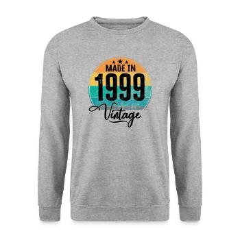 Vintage Made in 1999 Geburtsjahr 1999 Geburtstag - Unisex Pullover - Weißgrau meliert - Vorne - Alina (178cm) & Michal (187cm)