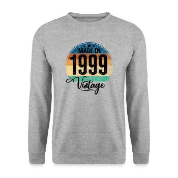 Vintage Made in 1999 Geburtsjahr 1999 Geburtstag - Unisex Pullover - Weißgrau meliert - Vorne - Alina (178cm) & Michal (187cm)