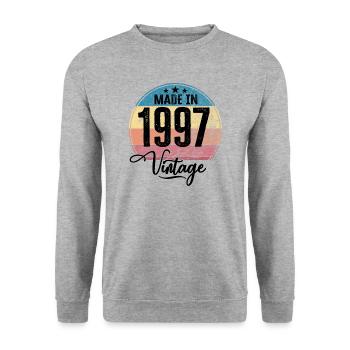 Vintage Made in 1997 Year of Birth 1997 Birthday - Unisex Sweatshirt - salt & pepper - Front - Alina (178cm) & Michal (187cm)