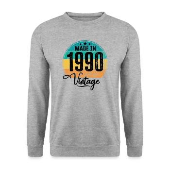 Vintage Made in 1990 Year of Birth 1990 Birthday - Unisex Sweatshirt - salt & pepper - Front - Alina (178cm) & Michal (187cm)