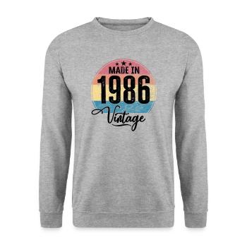 Millésime Fabriqué en 1986 Année de naissance 1986 Anniversaire - Sweat-shirt Unisexe - gris chiné - Devant - Alina (178cm) & Michal (187cm)