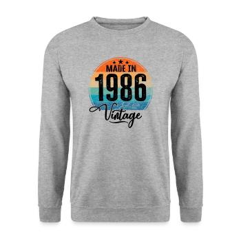 Millésime Fabriqué en 1986 Année de naissance 1986 Anniversaire - Sweat-shirt Unisexe - gris chiné - Devant - Alina (178cm) & Michal (187cm)
