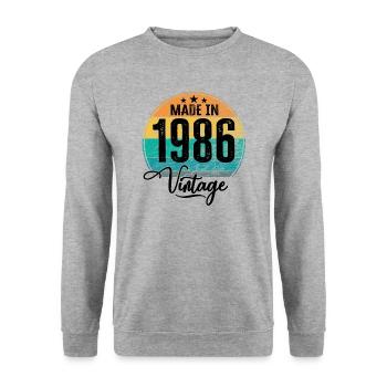 Millésime Fabriqué en 1986 Année de naissance 1986 Anniversaire - Sweat-shirt Unisexe - gris chiné - Devant - Alina (178cm) & Michal (187cm)