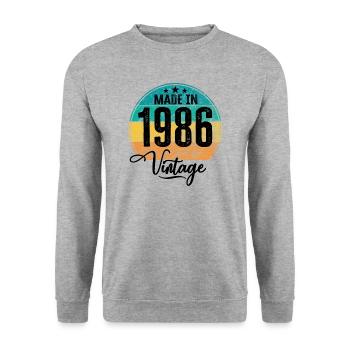 Millésime Fabriqué en 1986 Année de naissance 1986 Anniversaire - Sweat-shirt Unisexe - gris chiné - Devant - Alina (178cm) & Michal (187cm)
