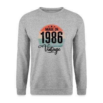 Millésime Fabriqué en 1986 Année de naissance 1986 Anniversaire - Sweat-shirt Unisexe - gris chiné - Devant - Alina (178cm) & Michal (187cm)