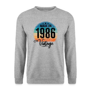 Millésime Fabriqué en 1986 Année de naissance 1986 Anniversaire - Sweat-shirt Unisexe - gris chiné - Devant - Alina (178cm) & Michal (187cm)