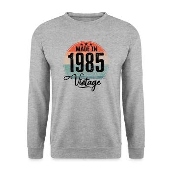 Millésime Fabriqué en 1985 Année de naissance 1985 Anniversaire - Sweat-shirt Unisexe - gris chiné - Devant - Alina (178cm) & Michal (187cm)