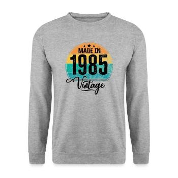 Millésime Fabriqué en 1985 Année de naissance 1985 Anniversaire - Sweat-shirt Unisexe - gris chiné - Devant - Alina (178cm) & Michal (187cm)