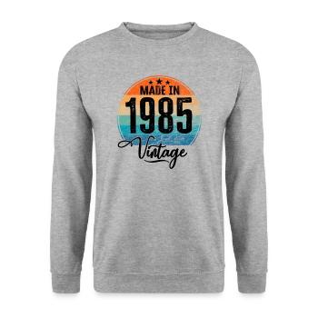 Millésime Fabriqué en 1985 Année de naissance 1985 Anniversaire - Sweat-shirt Unisexe - gris chiné - Devant - Alina (178cm) & Michal (187cm)