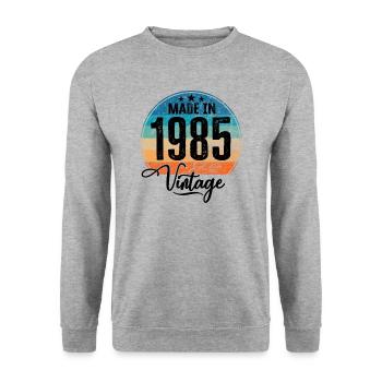 Millésime Fabriqué en 1985 Année de naissance 1985 Anniversaire - Sweat-shirt Unisexe - gris chiné - Devant - Alina (178cm) & Michal (187cm)