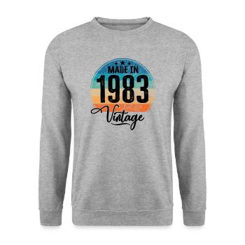 Vintage Made in 1983 Geburtsjahr 1983 Geburtstag - Unisex Pullover - Weißgrau meliert - Vorne - Alina (178cm) & Michal (187cm)