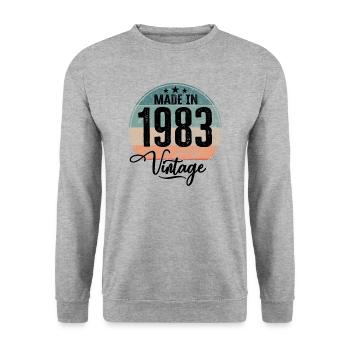 Vintage Made in 1983 Geburtsjahr 1983 Geburtstag - Unisex Pullover - Weißgrau meliert - Vorne - Alina (178cm) & Michal (187cm)