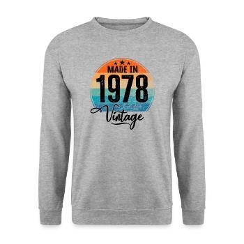 Millésime Fabriqué en 1978 Année de naissance 1978 Anniversaire - Sweat-shirt Unisexe - gris chiné - Devant - Alina (178cm) & Michal (187cm)