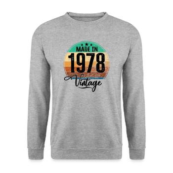 Millésime Fabriqué en 1978 Année de naissance 1978 Anniversaire - Sweat-shirt Unisexe - gris chiné - Devant - Alina (178cm) & Michal (187cm)