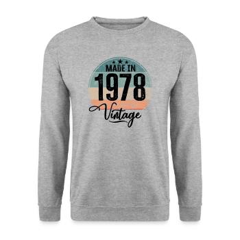 Vintage Fabriqué en 1978 Année de naissance 1978 Anniversaire - Sweat-shirt Unisexe - gris chiné - Devant - Alina (178cm) & Michal (187cm)