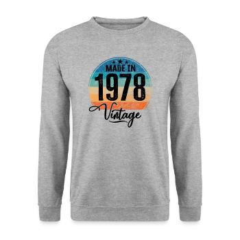 Millésime Fabriqué en 1978 Année de naissance 1978 Anniversaire - Sweat-shirt Unisexe - gris chiné - Devant - Alina (178cm) & Michal (187cm)