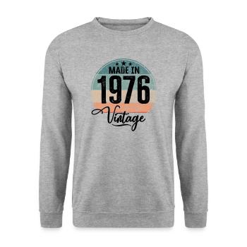Vintage Made in 1976 Year of birth 1976 Birthday - Unisex Sweatshirt - salt & pepper - Front - Alina (178cm) & Michal (187cm)