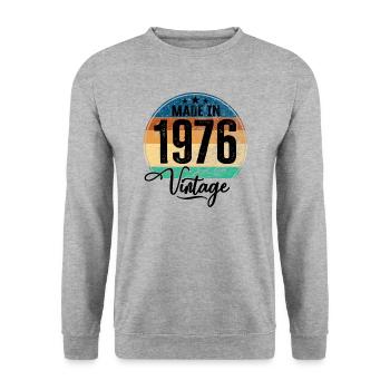 Vintage Made in 1976 Year of birth 1976 Birthday - Unisex Sweatshirt - salt & pepper - Front - Alina (178cm) & Michal (187cm)