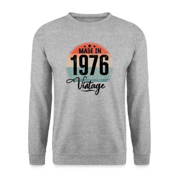 Vintage Made in 1976 Year of birth 1976 Birthday - Unisex Sweatshirt - salt & pepper - Front - Alina (178cm) & Michal (187cm)