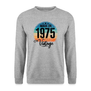 Vintage Made in 1975 Year of birth 1975 Birthday - Unisex Sweatshirt - salt & pepper - Front - Alina (178cm) & Michal (187cm)
