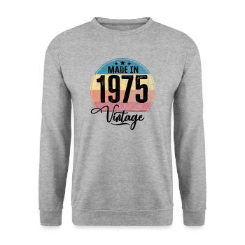 Vintage Made in 1975 Year of birth 1975 Birthday - Unisex Sweatshirt - salt & pepper - Front - Alina (178cm) & Michal (187cm)