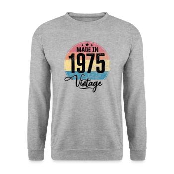 Vintage Made in 1975 Year of birth 1975 Birthday - Unisex Sweatshirt - salt & pepper - Front - Alina (178cm) & Michal (187cm)