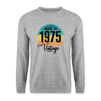 Vintage Made in 1975 Year of birth 1975 Birthday - Unisex Sweatshirt - salt & pepper - Front - Alina (178cm) & Michal (187cm)