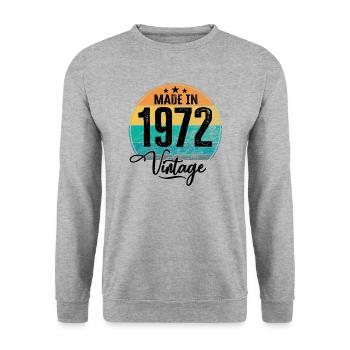 Millésime Fabriqué en 1972 Année de naissance 1972 Anniversaire - Sweat-shirt Unisexe - gris chiné - Devant - Alina (178cm) & Michal (187cm)