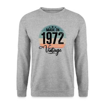 Millésime Fabriqué en 1972 Année de naissance 1972 Anniversaire - Sweat-shirt Unisexe - gris chiné - Devant - Alina (178cm) & Michal (187cm)