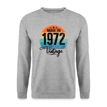 Millésime fabriqué en 1972 Année de naissance 1972 Anniversaire - Sweat-shirt Unisexe - gris chiné - Devant - Alina (178cm) & Michal (187cm)