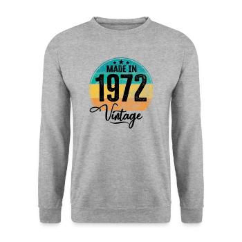 Millésime fabriqué en 1972 Année de naissance 1972 Anniversaire - Sweat-shirt Unisexe - gris chiné - Devant - Alina (178cm) & Michal (187cm)