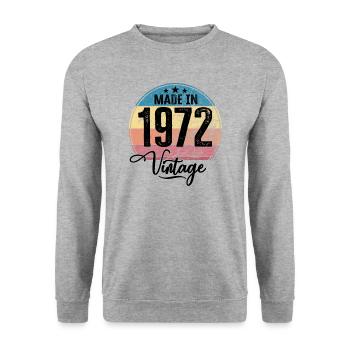 Millésime fabriqué en 1972 Année de naissance 1972 Anniversaire - Sweat-shirt Unisexe - gris chiné - Devant - Alina (178cm) & Michal (187cm)
