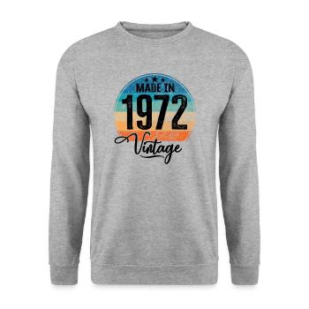 Millésime fabriqué en 1972 Année de naissance 1972 Anniversaire - Sweat-shirt Unisexe - gris chiné - Devant - Alina (178cm) & Michal (187cm)