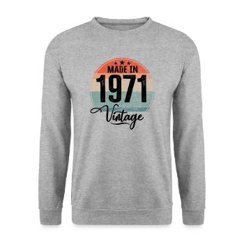 Vintage Made in 1971 Year of birth 1971 Birthday - Unisex Sweatshirt - salt & pepper - Front - Alina (178cm) & Michal (187cm)