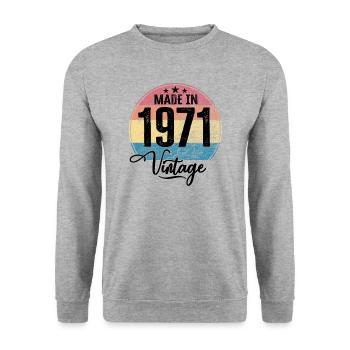 Vintage Made in 1971 Year of birth 1971 Birthday - Unisex Sweatshirt - salt & pepper - Front - Alina (178cm) & Michal (187cm)