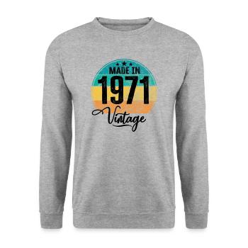 Vintage Made in 1971 Year of birth 1971 Birthday - Unisex Sweatshirt - salt & pepper - Front - Alina (178cm) & Michal (187cm)