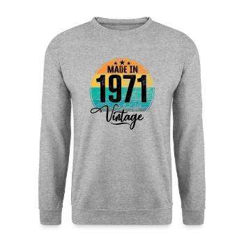 Vintage Made in 1971 Year of birth 1971 Birthday - Unisex Sweatshirt - salt & pepper - Front - Alina (178cm) & Michal (187cm)